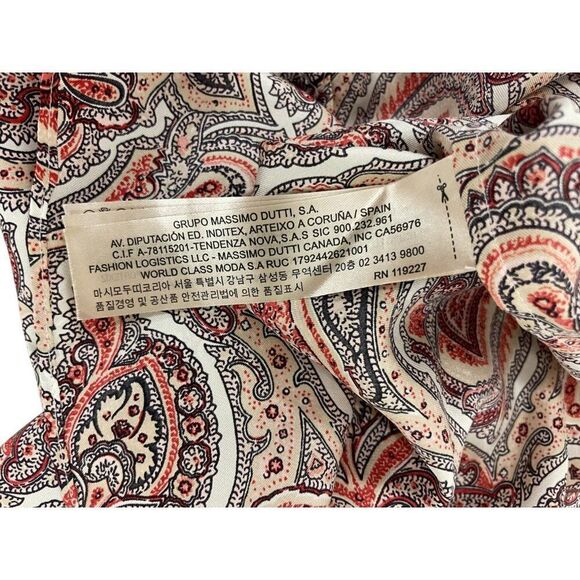 Massimo Dutti Mini Tank Silk Dress EU 36 US 4 Red Paisley V-neck 6603/843 NWT - Picture 9 of 16
